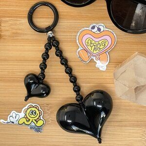 String Ting Big Love Obsidian Shorty Bag Charm | Handmade in London | Authentic